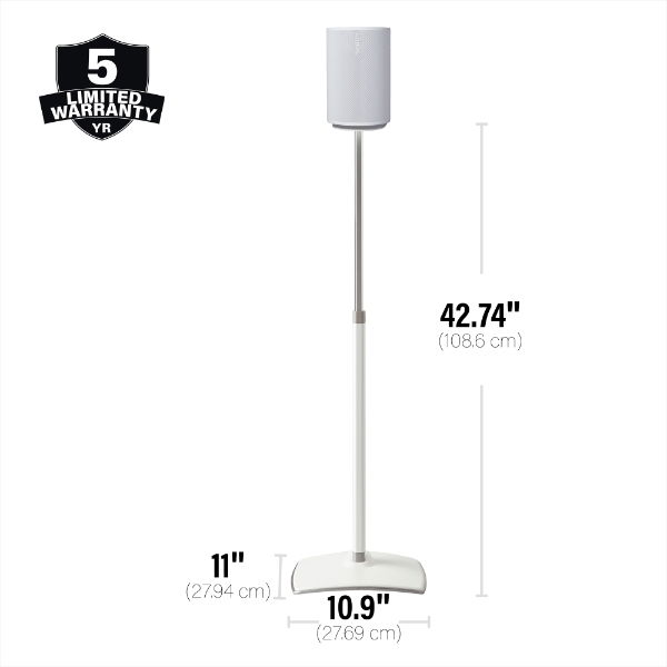 Sanus Height Adjustable Speaker Stand for Sonos Era 100 White Pair