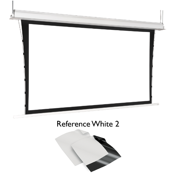 ADEO Inceel, 16:9, Reference White 2, Motorised In Ceiling Projection Screen Tensioned, 50mm Black Border, 2650mm Wide (120")