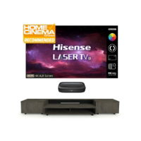 Hisense 120L9 120" Triple Laser TV With Kinetik KLIF-UST1CS(GDO) UST Centre and Sides Denver Oak