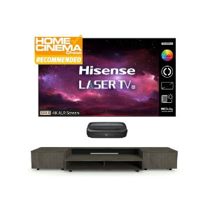 Hisense 120L9 120" Triple Laser TV With Kinetik KLIF-UST1CS(GDO) UST Centre and Sides Denver Oak