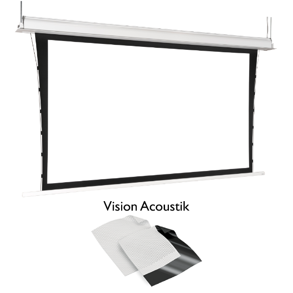 ADEO Inceel, 16:9, Vision Acoustik, Motorised In Ceiling Projection Screen Tensioned, 50mm Black Border, 3150mm Wide (142")