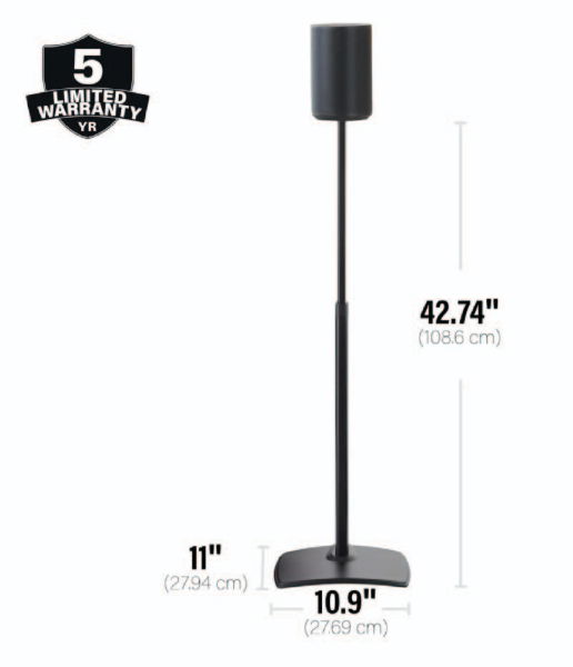 Sanus Height Adjustable Speaker Stand for Sonos Era 100 Black Pair