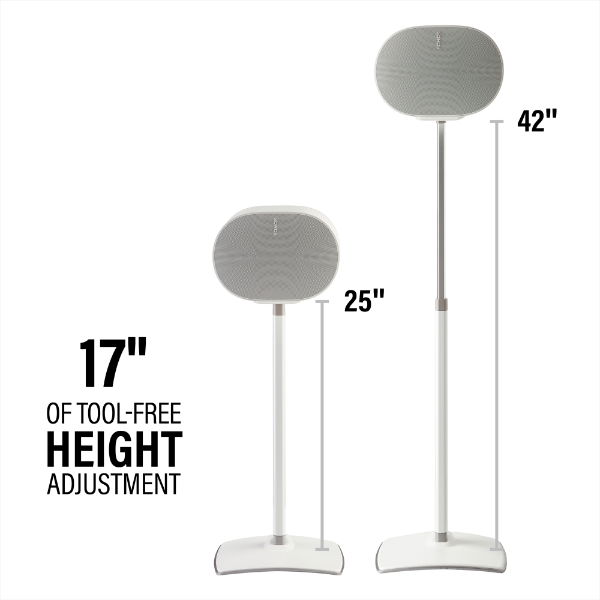 Sanus Height Adjustable Speaker Stand for Sonos Era 300 White Pair