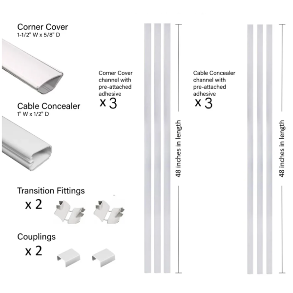 Sanus CCSHEK 12-Piece 48" Length x 1" PVC White